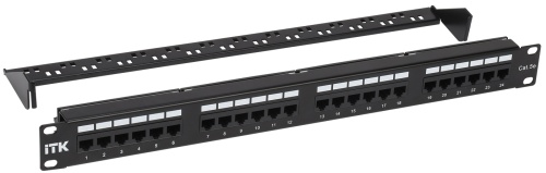 ITK 1U патч-панель кат.5E UTP 24 порта (Dual) с кабельным органайзером | код PP24-1UC5EU-D05-1 | IEK